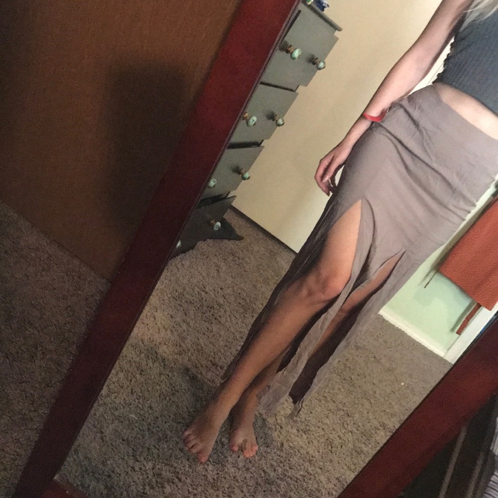 New double slit maxi skirt
